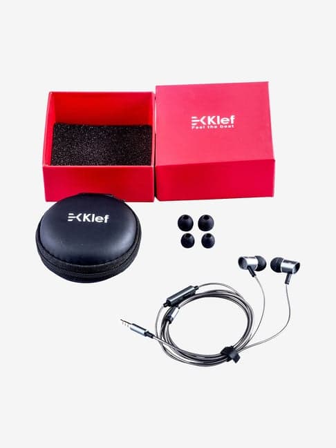 Klef Wired Earphone with Mic (X1, Gunmetal Grey)
