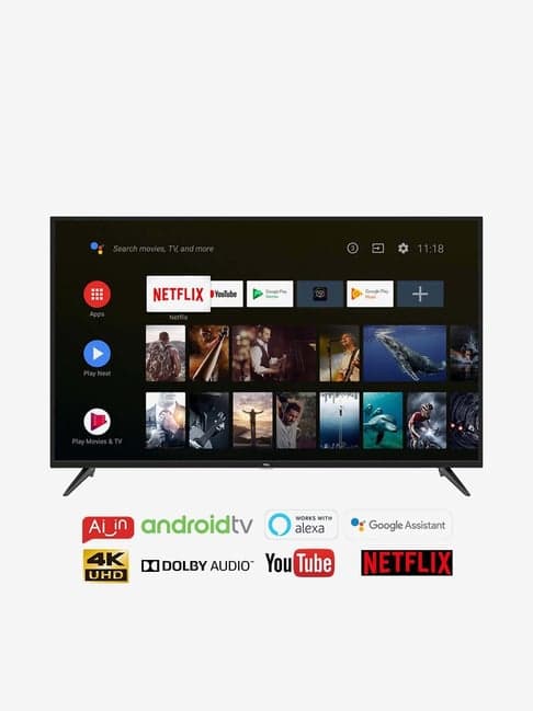 TCL 165.1 cm (65 Inches) Smart Ultra HD 4K Android LED TV 65P8E (Black, 2019 Model)