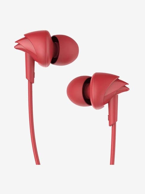 boAt BassHeads 100 T Wired Earphones with Super Extra Bass, Hawk-Inspired Design & Mic (Furious Red)