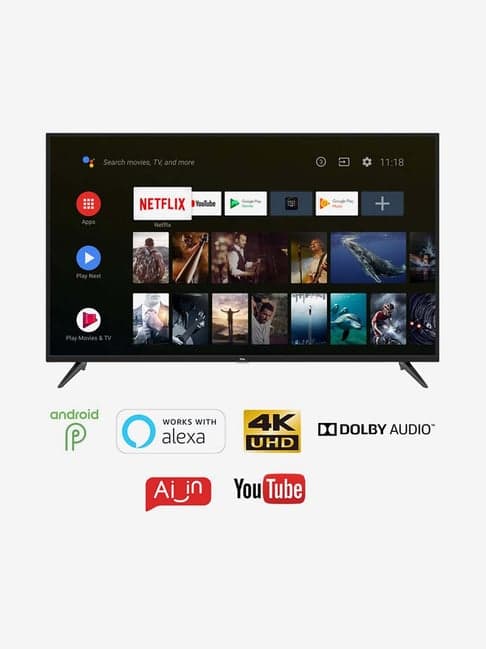 TCL 163.9 cm (65 Inches) Smart 4K Ultra HD Android LED TV 65P8 (Black, 2019 Model)