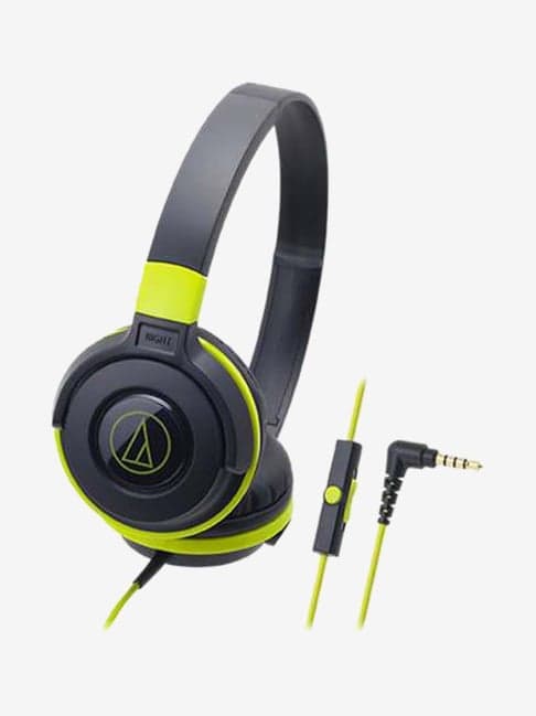 Audio-Technica ATH-S100iS On the Ear Wired Headphone with Mic (Black/Green)