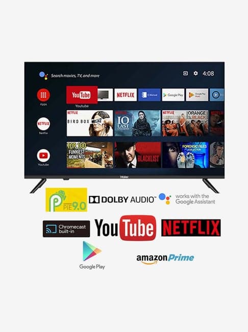 Haier 109cm (43 Inches) Google Certified Android Smart Full HD LED TV LE43K6600GA (2020 Model,Black)