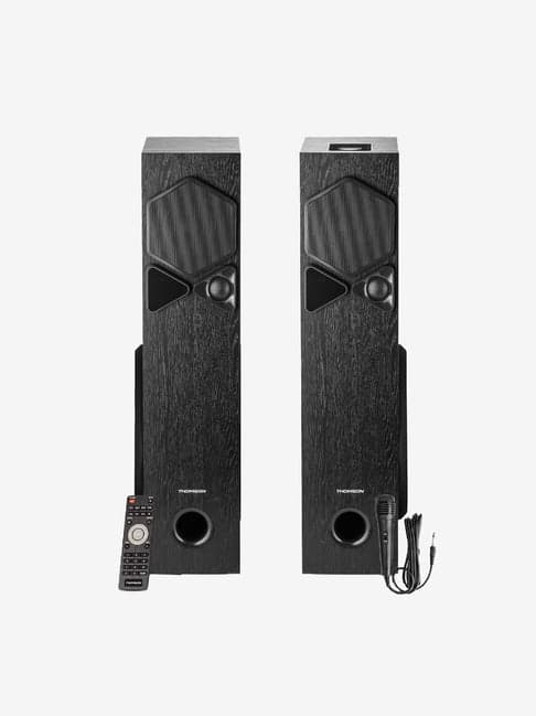 Thomson TSP10-BK 100W Tower Speaker with Wired Mic (Black)