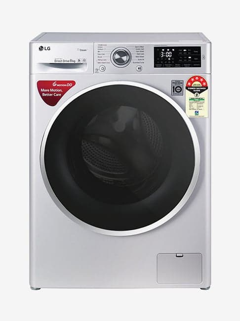 LG 8 kg Inverter 5 Star Fully Automatic Front Load Washing Machine 1200 RPM (FHT1208ZNL, Silver)