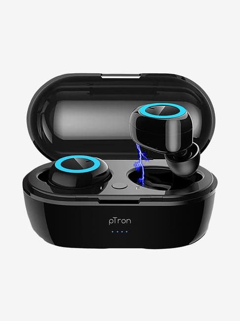 PTron Bassbuds True Wireless Bluetooth Earphone with Charging Case (Black)