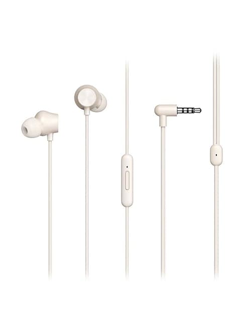 DIZO Earphones with HD Mic, Wired headset (CrÂ¿me White, In The Ear) (By realme techLife)
