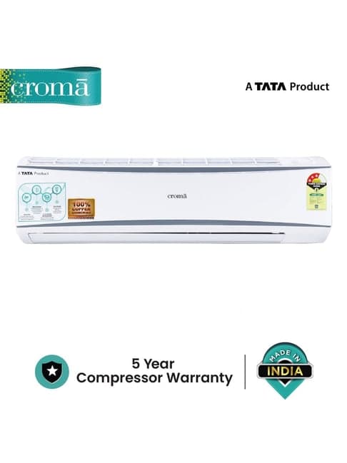 Croma 1.5 Ton 3 Star Copper CRAC7722 (R-32) Split AC (White)
