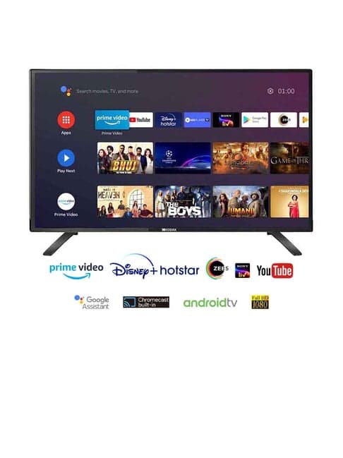 Kodak 102 cm (40 Inches) Certified Android Full HD LED TV 40FHDX7XPRO (Black)