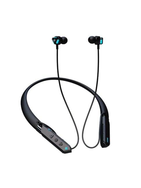 Noise Combat with ENC, Dual mic, Super-Fast Charging and LED Lights Bluetooth Headset (Thunderblack)