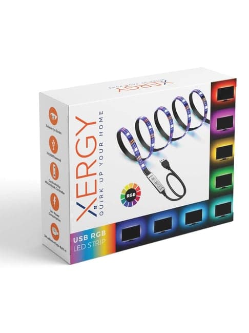 XERGY USB 5V 5050 RGB LED Flexible Strip Light Multi-Color Changing Lighting Kit, (4 Meter)