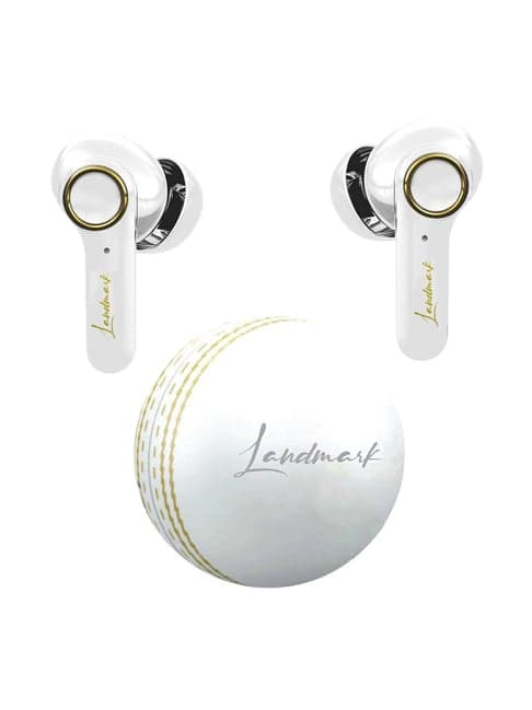 Landmark LM BH133 Cricket Ball Theme True Wireless Earbuds (White)