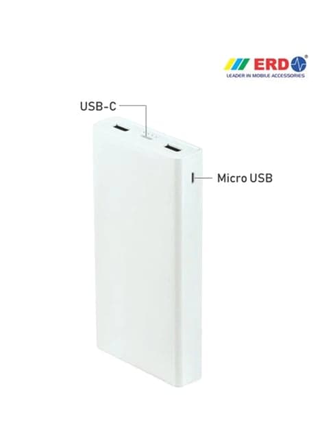 ERD PB-20KE Power Bank 20000 MAh Twin Port with Micro USB Cable (White)