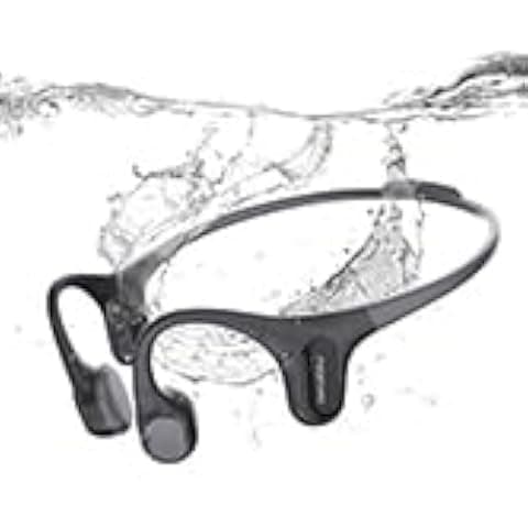 mojawa Run Plus Bone Conduction Headphones, Open-Ear Bluetooth Headphones, 32GB MP3 Player, IP68 Waterproof Swimming Earbuds, Deep Bass, Secure Fit for Running, Gym and Daily Use, Black (Black)