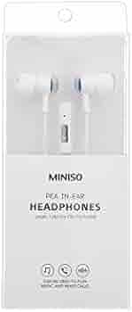 MINISO Pea Wired Earphone with Mic, in-Ear Headphones Comfortable Earbuds Fashion Earphones for Mobile Smartphones – White&Blue
