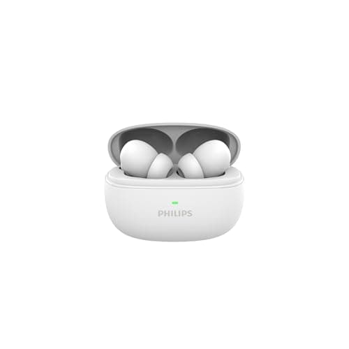 PHILIPS TAT1150WT/94 Premium Wireless Earbuds with ANC,Quad Mic ENC,Up to 55 Hr Playtime, 13mm Neodymium Drivers,Multipoint, ergonomically Designed,IP...