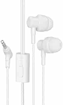 UBON Wired Earphone GP-321 OG Series in-Ear Wired Headphones with Mic, 3.5 mm Audio Jack, 1-Meter Tangle-Free Cable, 10mm Dynamic Driver, Hi-Fi Audio & Deep Bass (White)