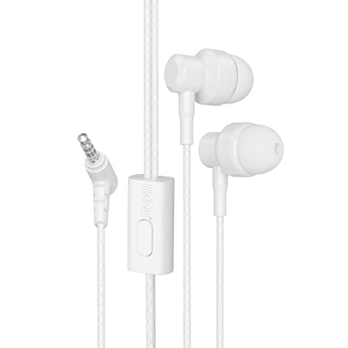 UBON Wired Earphone GP-321 OG Series in-Ear Wired Headphones with Mic, 10mm Dynamic Driver, Hi-Fi Audio & Deep Bass- White