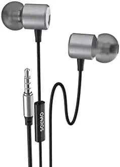 Amazon Brand - Solimo in Ear Wired Earphones with Mic, 10mm Driver, Nickel Plated Jack (Grey)