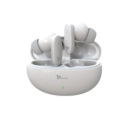 Syska Sonic Buds IEB800 True Wireless Earbuds with Ultra Sync Technology, 30Hr Play BackTime, Anti-Lag for Gaming, Smooth Touch Control, IPX4 Water Resistant (Pristine White, True Wireless)