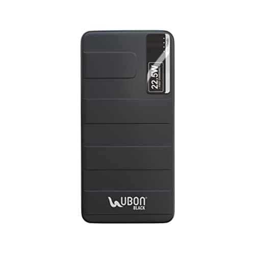UBON 20000mAh Power Bank 4 in 1 PDKING PB-X77, 22.5 Watt Fast Charging Power Bank with Dual USB Ports, Micro USB & Type-C Inputs with Over Voltage & Over Charging Protection (Polymer Battery, Black)
