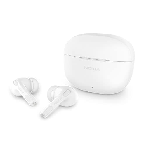 Nokia Go Earbuds+ True Wireless Portable Bluetooth 5.0 in-Ear Headphones with Touch Control - Comfortable Fit, Voice Assistant-Enabled, 26 Hours Use with Charging Case Earbuds with Mic TWS-201 (White)
