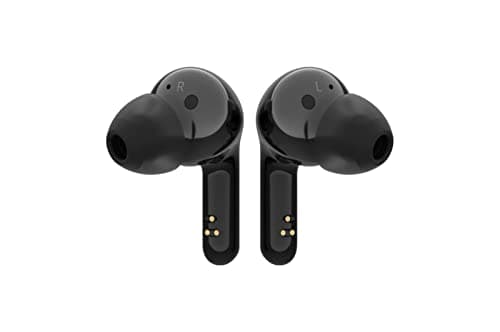 LG Tone Free Wireless Earbuds with Noise Isolation, UVnano 99.9% Bacteria-Free, Prestigious British Meridian Sound, Dual Microphones in Each Earbud and IPX4 Water Resistance (FN5U, Black),Printed