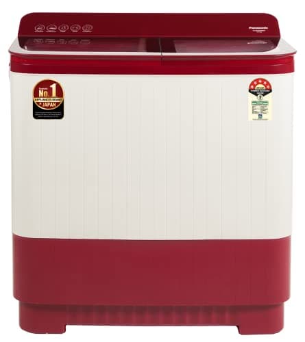 Panasonic 12 kg 5 Star Semi-Automatic Glass Lid Top Loading Washing Machine with Powerful Motor (NA-W120H6RRB, Red, Active Foam System)
