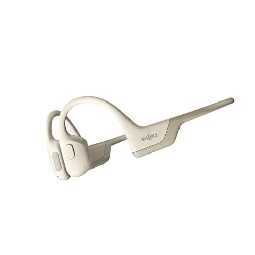 SHOKZ OpenRun Pro - Premium Bone Conduction Open-Ear Bluetooth Sport Headphones - Sweat Resistant Wireless Earphones for Workouts and Running with Deep Base - Built-in Mic, with Headband (Beige)