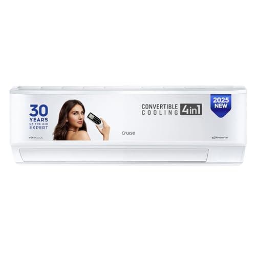 Cruise 1 Ton 3 Star Inverter Split AC with 7-Stage Air Filtration (100% Copper, Convertible 4-in-1, PM 2.5 Filter, 2024 Model, CWCVBL-VQ1W123, White)