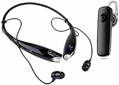 Royal Range HBS-730 Neckband Wireless Bluetooth Waterproof Headset with K1 Single Ear Wireless Bluetooth Earphone Headphone for Calling & Music with mic
