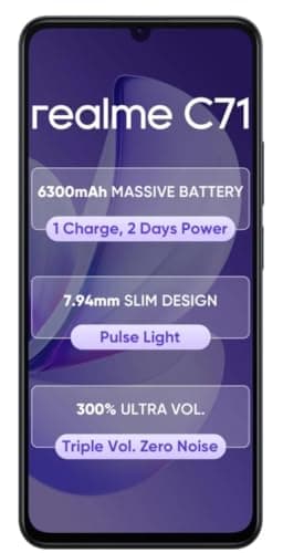 realme C71 4G Smartphone 4GB+64GB Black,6.745 inch Screen, 90Hz Eye Comfort Display, 6300mAh Battery, 37MP Cameras, Unisoc T7250 Chip, IP54