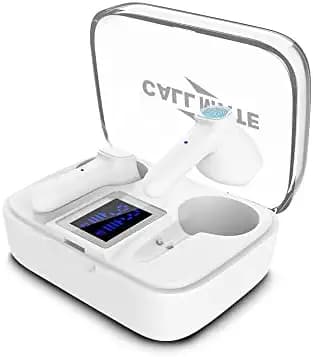 CALLMATE TuneBuds LJ-160 Wireless Ear pods, 30 Hours Play Time Bluetooth 5.1 Headphones Touch Control with Charging Case in Ear Headsets IPX7 Waterproof TWS Stereo Earphones Premium Deep Bass- White