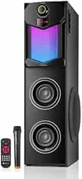 Tronica Premium Series PS-01 Bluetooth Party Speaker with Dancing Lights 110W Powerful Home Theater DJ with Wireless Microphone & Remote