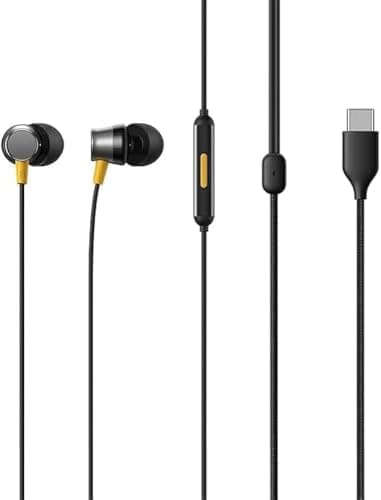 Original Type-C Buds 3 Earbuds Compatible with Realme Smartphones Moto Edge 50 Fusion, Samsung S23 FE, Vivo V30e, OnePlus CE Nord 4, iQOO Neo 7, Motor...