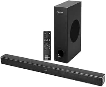 (Refurbished) Basics 90W RMS 2.1 Channel Soundbar with Wired Subwoofer, Bluetooth 5.3 Connectivity, Optical, AUX, and USB Inputs, Remote Control, Comp...