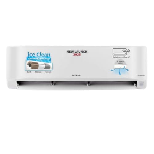 Hitachi 1.5 Ton Class 3 Star, 4-Way Swing, ice Clean, Xpandable+, Inverter Split AC (100% Copper, Dust Filter, 2025 Model - 3400SXL RAS.D318PCCIBS, Wh...