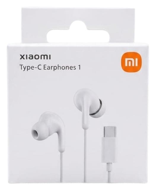 Original Type C Earphone for Xiaomi Type-C Earphones with Built-in Remote & Microphone for Music, Calls & Volume Control with Galaxy & Pixel, White