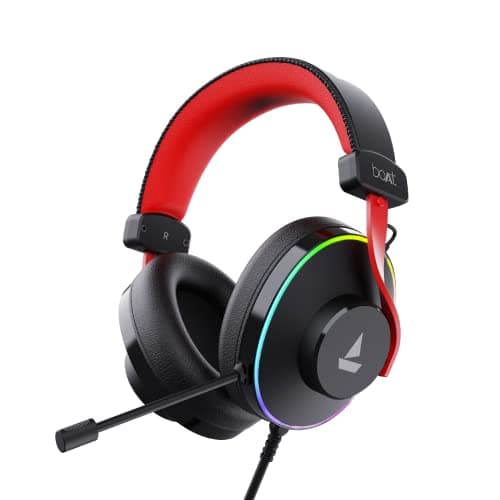 (Renewed) boAt Immortal IM-700 7.1 Channel PC Virtual Surround Sound, ENx Tech, RGB LEDs, Remote Control, Braided Cable USB Wired Over Ear Gaming Headphones with Mic and 50mm Drivers (Black Sabre)