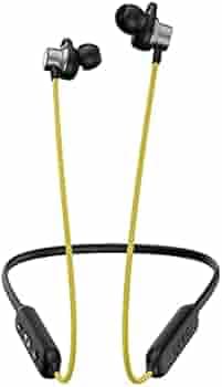 Infinity by Harman Glide N200, in Ear Wireless Earphones with Mic, 20 Hours Playtime with Fast Charging,Deep Bass,Dual Equalizer, Premium Metal Earbuds, Bluetooth 5.0, IPX5 Sweatproof (Black & Yellow)
