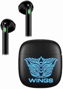 Newly Launched Wings Phantom 100 Gaming TWS Earbuds with 13 mm HD BASS Drivers, ENC Clarity, 40 Hours Playtime, 40ms Low Latency, 5.1 Bluetooth, USB Type C, with RGB LED Gaming Artwork