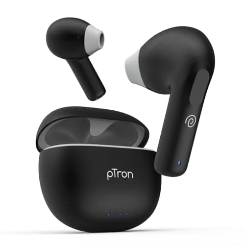 pTron Bassbuds NX in-Ear TWS Earbuds w/Dual HD Mic & AI-ENC Clear Calls, 32Hrs Playtime, 13mm Drivers, Bluetooth 5.3 Wireless Headphones, Voice Assist...