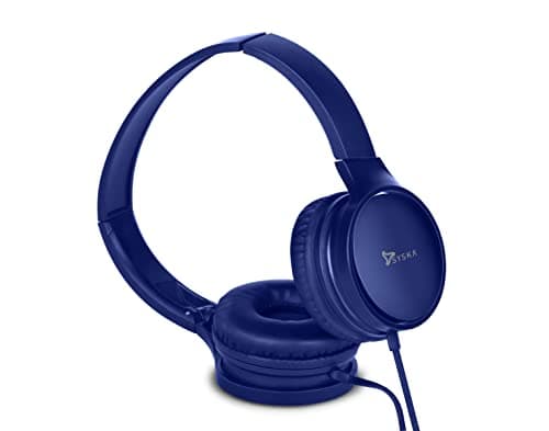 Syska HS500 Over-Ear Wired Headset, HD Sound & in-Built Mic, Headset with Comfortable Ear Cushions, 1.2m Cord (Royal Blue)