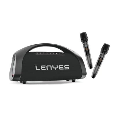 Lenyes S873 400W Bluetooth Party Speaker with Dual Wireless UHF Mics, 30000mAh Battery,60W PD Fast Charging, IPX6 Waterproof Resistant, TWS Pairing, 1...