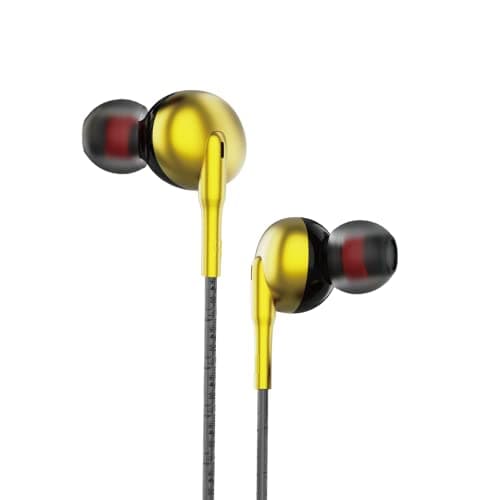 Bell BLHFK265 Wired Earphones with Mic, Powerful Super HD Sound with Bass, Tangle Free Cable, Comfort in-Ear Fit, Light Weight 3.5mm Jack Compatible with Phone, Laptop & MP3 Device (BLHFK265-Gold)