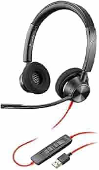 (Renewed) Poly by Plantronics - Blackwire 3320 USB-A - Wired, Dual-Ear (Stereo) Headset with Boom Mic - USB-A to Connect to Your PC, Mac or Cell Phone - Works with Teams, Zoom