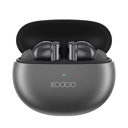 IKODOO Buds One 50dB ANC TWS, 3 Mics AI-ENC & Wind Noise Suppression, IP55, 13.4mm Bass Drivers, 48ms Low Latency, Qi Wireless Charging & Type-C Fast Charging 10 Min = 120 Min (Diamond Silver)