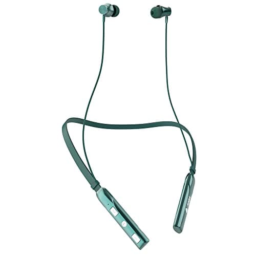 Aroma® NB119 Platinum Bluetooth Wireless Headset Neckband with Long Lasting Playtime 48 Hrs, Smart Voice Assistant, Dual Pairing, Bluetooth V5.0, Sweat & Splash Proof, Best for Gaming, Running, Workout (Green)