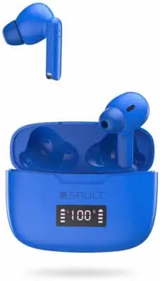 SAULT Airplugs 2X True Wireless in Ear Earbuds(TWS), Bluetooth V5.1 with mic, LED Battery Indicator, Waterproof IP57, 13mm Driver for immersive Sound-Blue