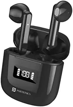 Portronics Harmonics Twins 26 TWS Earbuds with ENC, Bluetooth 5.1, 13mm Driver, 27Hrs Playtime, Digital Display, Type C Charging, Dual Mic.(Black)
