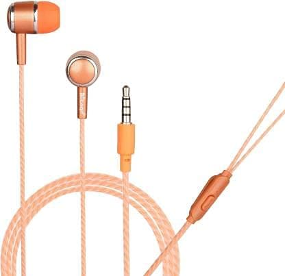 HITAGE HPB-315 Earphones Headphones Earplugs Headset High Definition Sound Deep Extra Bass Wired Earphone with in-line Mic Wide Compatibility Tangle Free Cable (Orange)